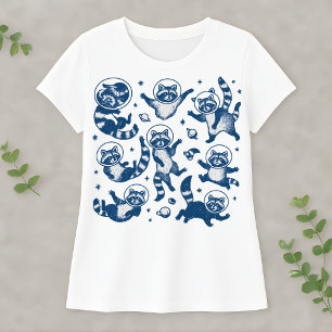 T-shirt Raton laveur spatial drôle en ivoire, animal astro