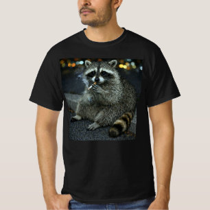 T-shirt Raton laveur stupide cool drôle fumant une cigaret