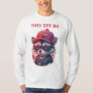 T-shirt Raton laveur vif avec lunettes