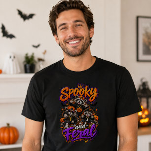 T-shirt Raton laveurs d'Halloween effrayants et sauvages