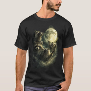 T-shirt Ratons laveurs à la pleine lune Drôle de raton