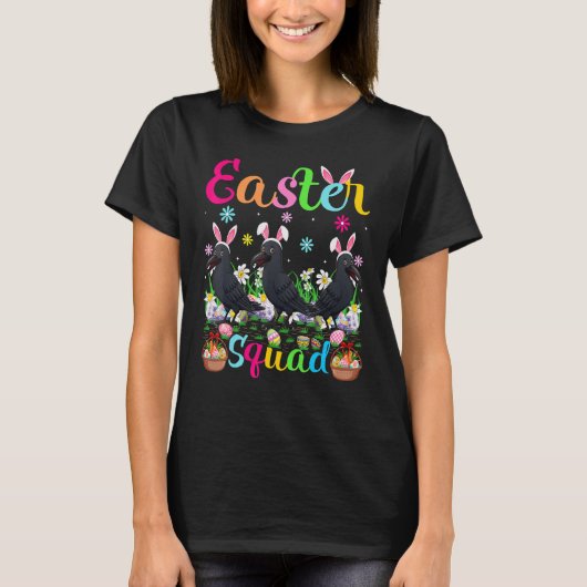 T-shirt Raven Bunny Ear Easter Squad Raven Bird Happy Eas (Devant)