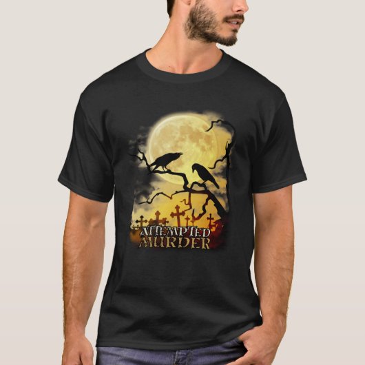 T-shirt Raven Crow Attempted Murder Retro Moon Wiccan Paga (Devant)
