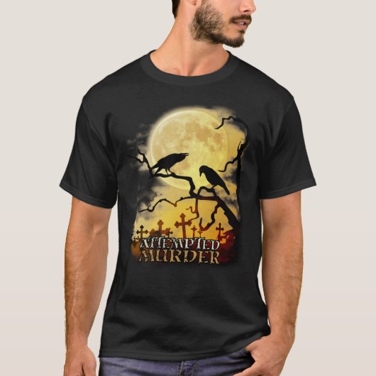 T-shirt Raven Crow Tentative de meurtre Retro Moon Wiccan (Devant)
