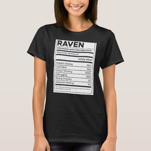 T-shirt Raven Nutrition Information Problème Résoudre Dur  (Devant)