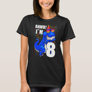 T-shirt Raw I'm 8 Birthday Boy Dinosaur 8 year old Kids