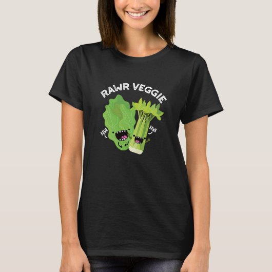T-shirt Rawer Veggie Funny Food Pun Dark BG (Devant)
