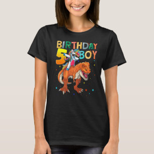 T-shirt Rawr 5 ans Anniversaire Garçon Dabbing Unicorn Din