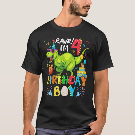 T-shirt Rawr I M 4e anniversaire garçon Dinosaur T Rex 4 a (Devant)
