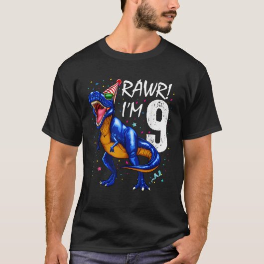 T-shirt Rawr I m 9 9e Anniversaire Dinosaures Garçons Dino (Devant)