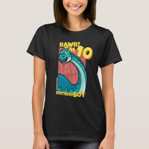 T-shirt Rawr I'm 10 Birthday Boys 10th Birthday Dino Bron