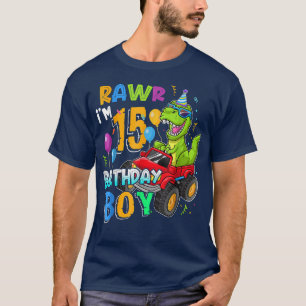 T-shirt Rawr I'm 15th Birthday 15 Year old Dinosaur Monste