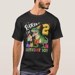 T-shirt Rawr I'm 2 Birthday Boy Dinosaur T Rex 2Nd Birthda