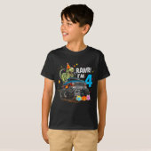 T-shirt Rawr I'm 4 4th Birthday T Rex Dinosaur Funny Party (Devant entier)