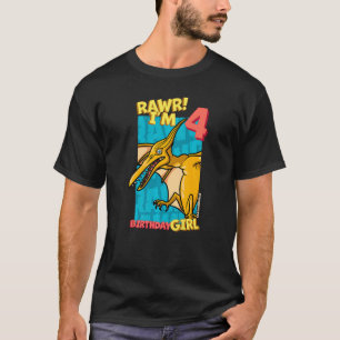 T-shirt Rawr I'm 4 Birthday Girls 4th Birthday Dino Pterod