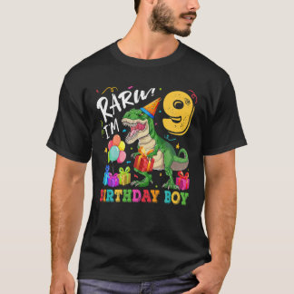 T-shirt Rawr I'm 9 Birthday Boy Dinosaur T Rex 9Th Birthda