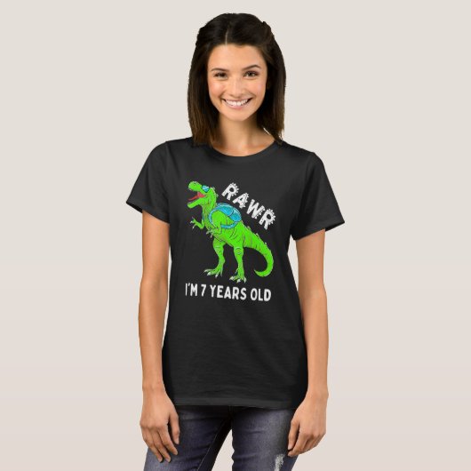 T-shirt Rawr J'ai 7 ans Cool Hip Dinosaur 7e anniversaire (Devant entier)