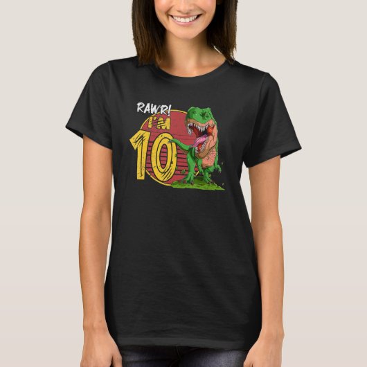 T-shirt Rawr Je suis 10 10e anniversaire Rex Dinosaur Part (Devant)