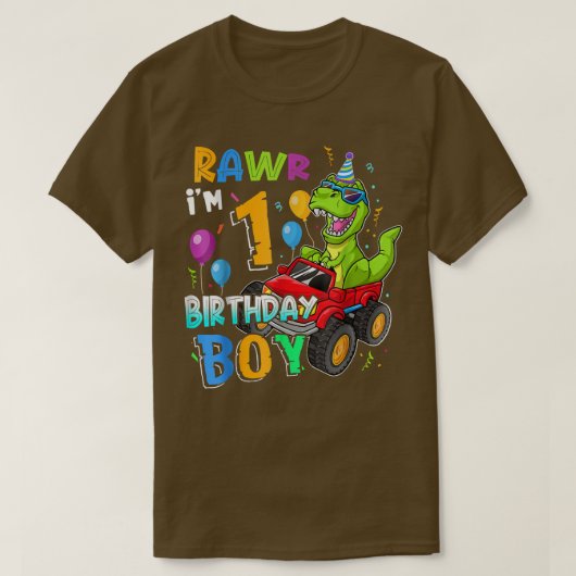 T-shirt Rawr Je suis 1er anniversaire garçon 1 an Dinosaur (Design devant)