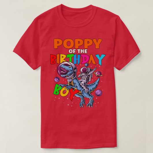 T-shirt Rawr Poppy Of Anniversaire Garçon Astronaut Riding (Design devant)