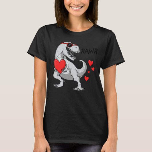 T-shirt Rawr T Rex Filles Garçons Enfants Dinosaure Valent (Devant)