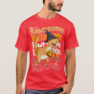 T-shirt Rawrsome Halloween Dinosaur Carrying A Pumpkin