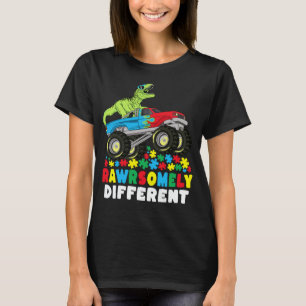 T-shirt Rawrsomement Différent T Rex Monster Truck Autisme