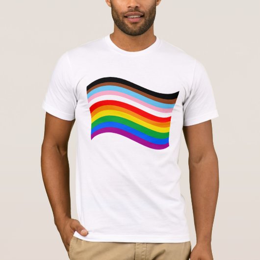 T-Shirt rayé à progression ondulée de la fierté (Devant)