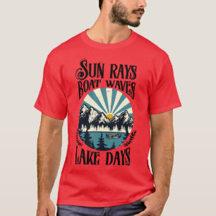 T-shirt Rayons de soleil Vagues de bateau Jours de lac 