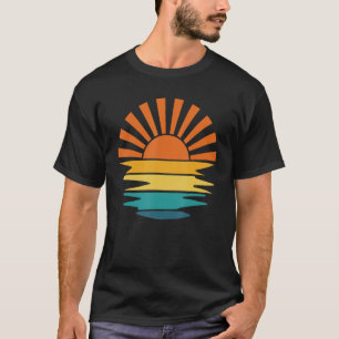 T-shirt Rayons de soleil vintage ondulés du coucher de sol