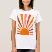 T-shirt Rayons Soleil Rétro Coucher Soleil Orange Jaune Ro (Devant)