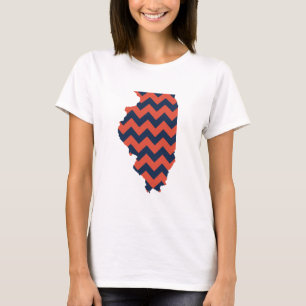 T-shirt Rayures bleues et oranges de l'Illinois Chevron