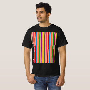 T-shirt Rayures Colorées Sur Fond Orange Design