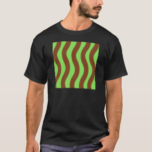 T-shirt Rayures de vague de vert et de brun
