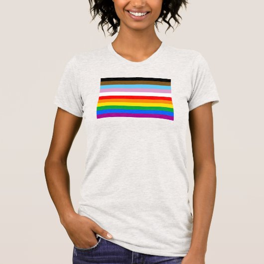 T-shirt Rayures du drapeau de progrès LGBTQ+ (Devant)