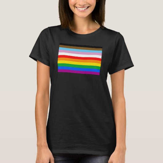 T-shirt Rayures du drapeau de progrès LGBTQ+ (Devant)