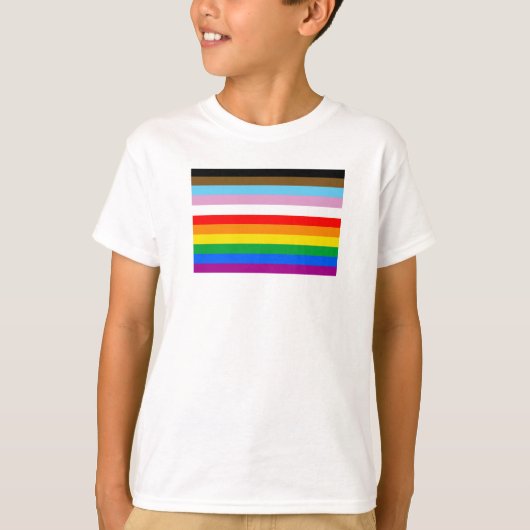 T-shirt Rayures du drapeau de progrès LGBTQ+ (Devant)