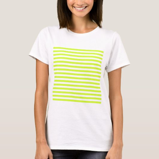 T-shirt Rayures minces - blanches et jaune fluorescent (Devant)