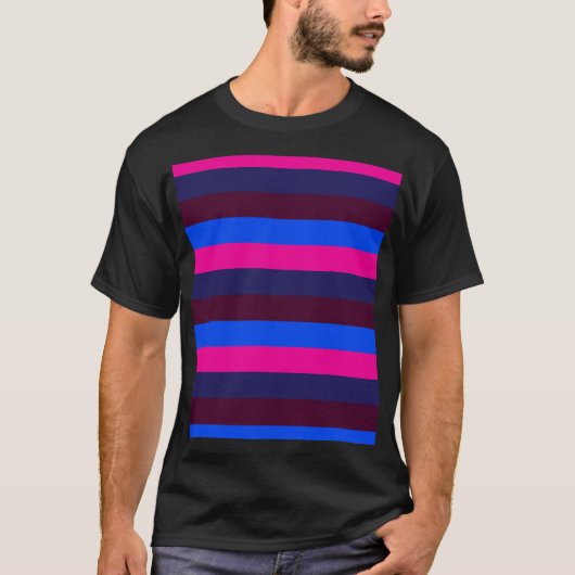 T-shirt Rayures néon de minuit (Devant)