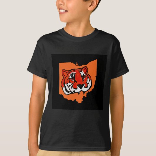 T-SHIRT RAYURES ORANGE ET NOIR (Devant)