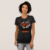 T-SHIRT RAYURES ORANGE ET NOIR (Devant entier)