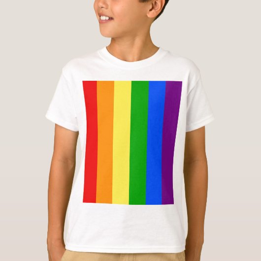T-SHIRT "RAYURES VERTICALES D'ARC-EN-CIEL " (Devant)