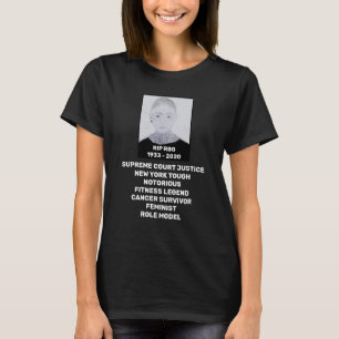 T-shirt RBG RIP Ruth Bader Ginsburg Hommage sur noir