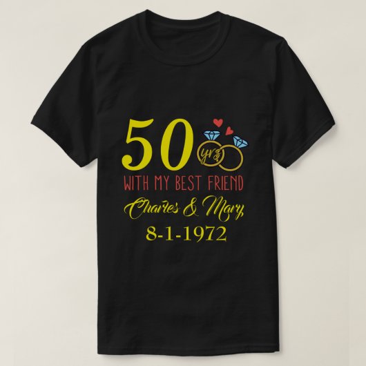 T-shirt RD Couples personnalisés, 50e anniversaire (Design devant)