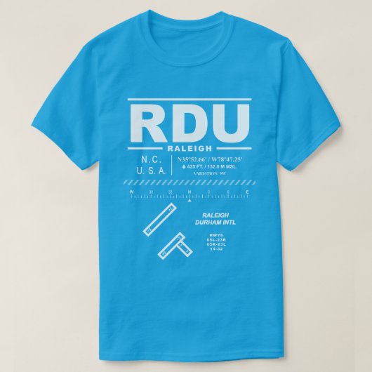 T-shirt RDU de l'aéroport international Raleigh Du (Design devant)