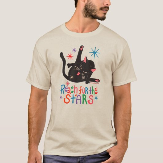 T-shirt Reach for the Stars - Funny Cat Butt Pun (Devant)