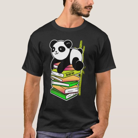 T-shirt read me panda teaching reading learning bamboo (Devant)