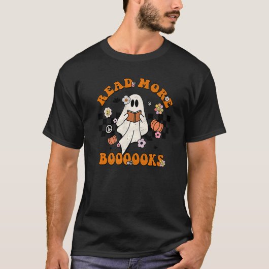 T-shirt Read More Books Funny Cute Boo Reading Book Groovy (Devant)