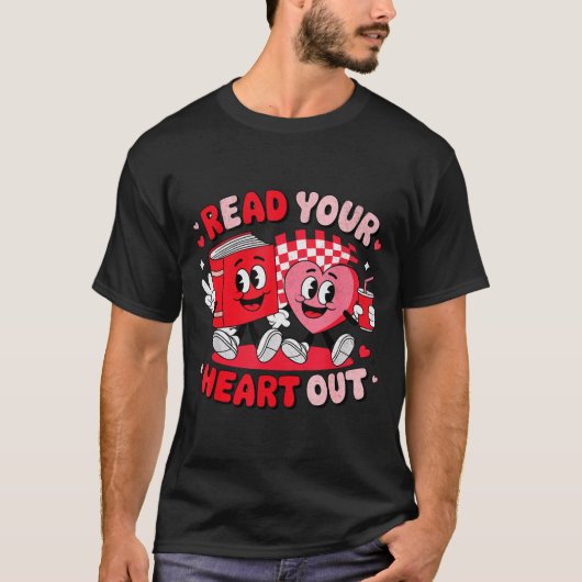 T-shirt Read Your Heart Out Valentine's Day Retro Teacher  (Devant)