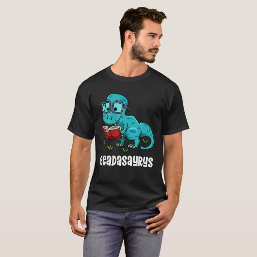 T-shirt Readasaurus Drôle Lecture Dinosaur Bookwort Book R (Devant entier)